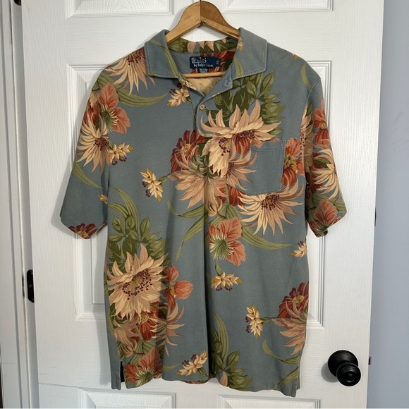 Polo Ralph Lauren floral polo shirt 100% cotton Size Large Tall rare!